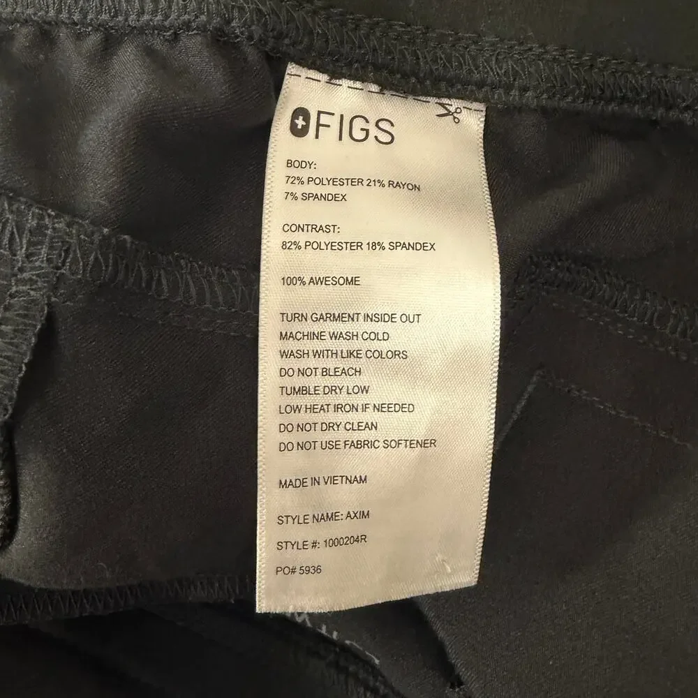 FIGS Axim Cargo Scrub Pants Black Sz XL